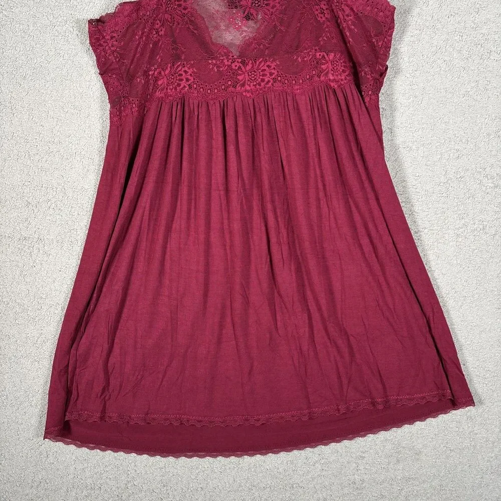 INC Intimates Babydoll Nightie Lace‎ Women’s Size XL Burgundy Romantic Fairycore